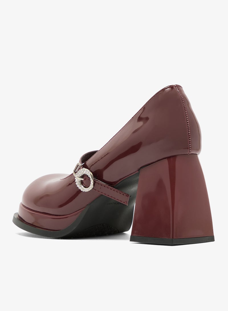 Ginger Platform Chunky High Heel Strap Buckle Detail Mary Janes - Image 3